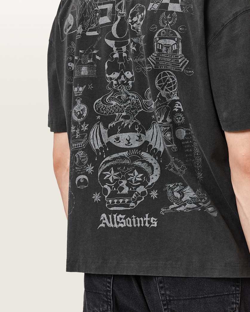 Dark Slate Gray טי שירט קצרה בוקסית לגברים Ignis ALLSAINTS