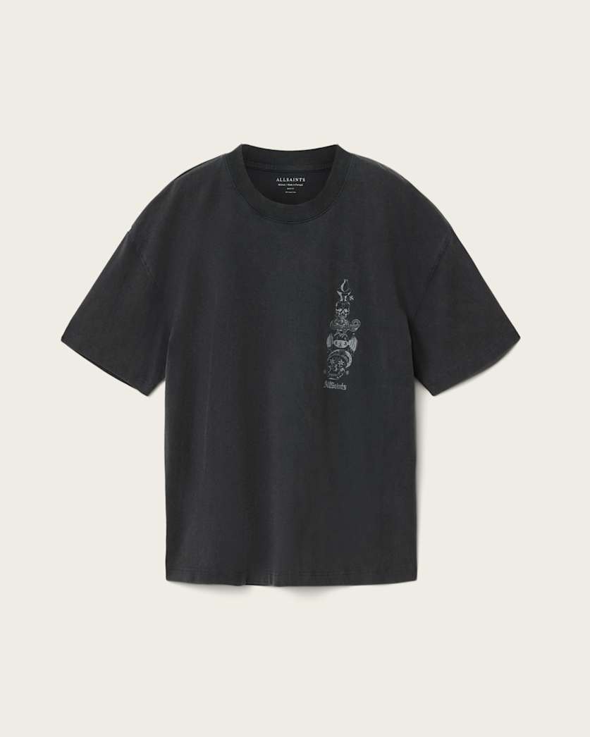Dark Slate Gray טי שירט קצרה בוקסית לגברים Ignis ALLSAINTS