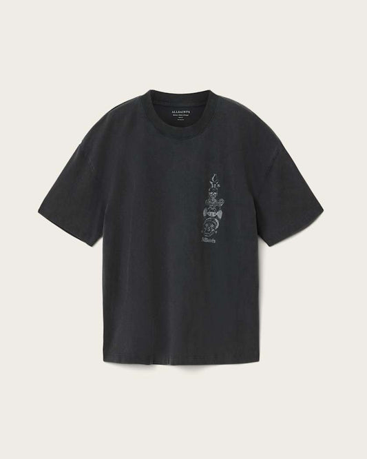 Dark Slate Gray טי שירט קצרה בוקסית לגברים Ignis ALLSAINTS