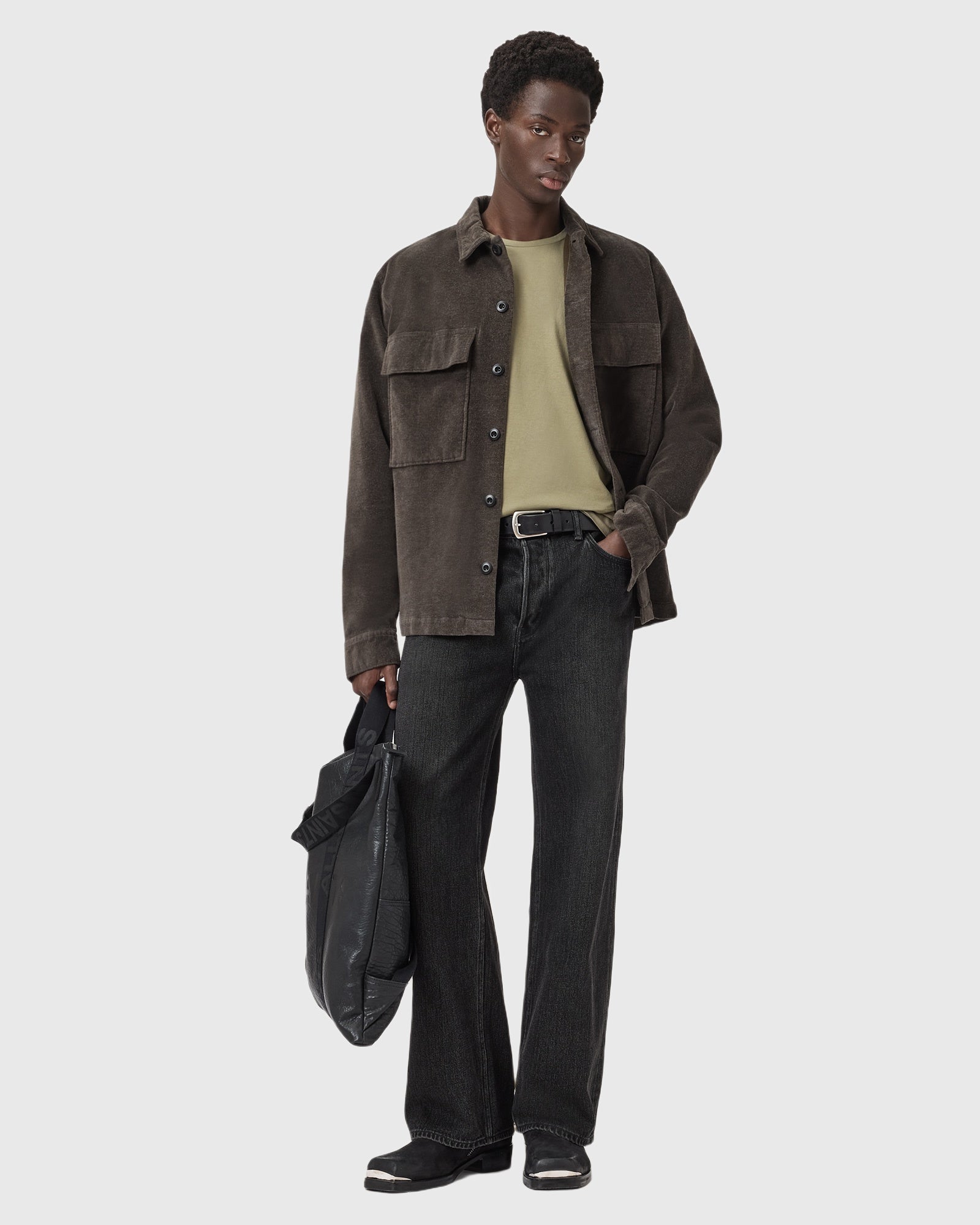 Dark Slate Gray טי שירט קצרה לגברים Tonic ALLSAINTS