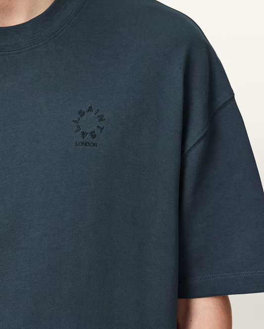 Dark Slate Gray טי שירט קצרה אוברסייז לגברים Haven ALLSAINTS