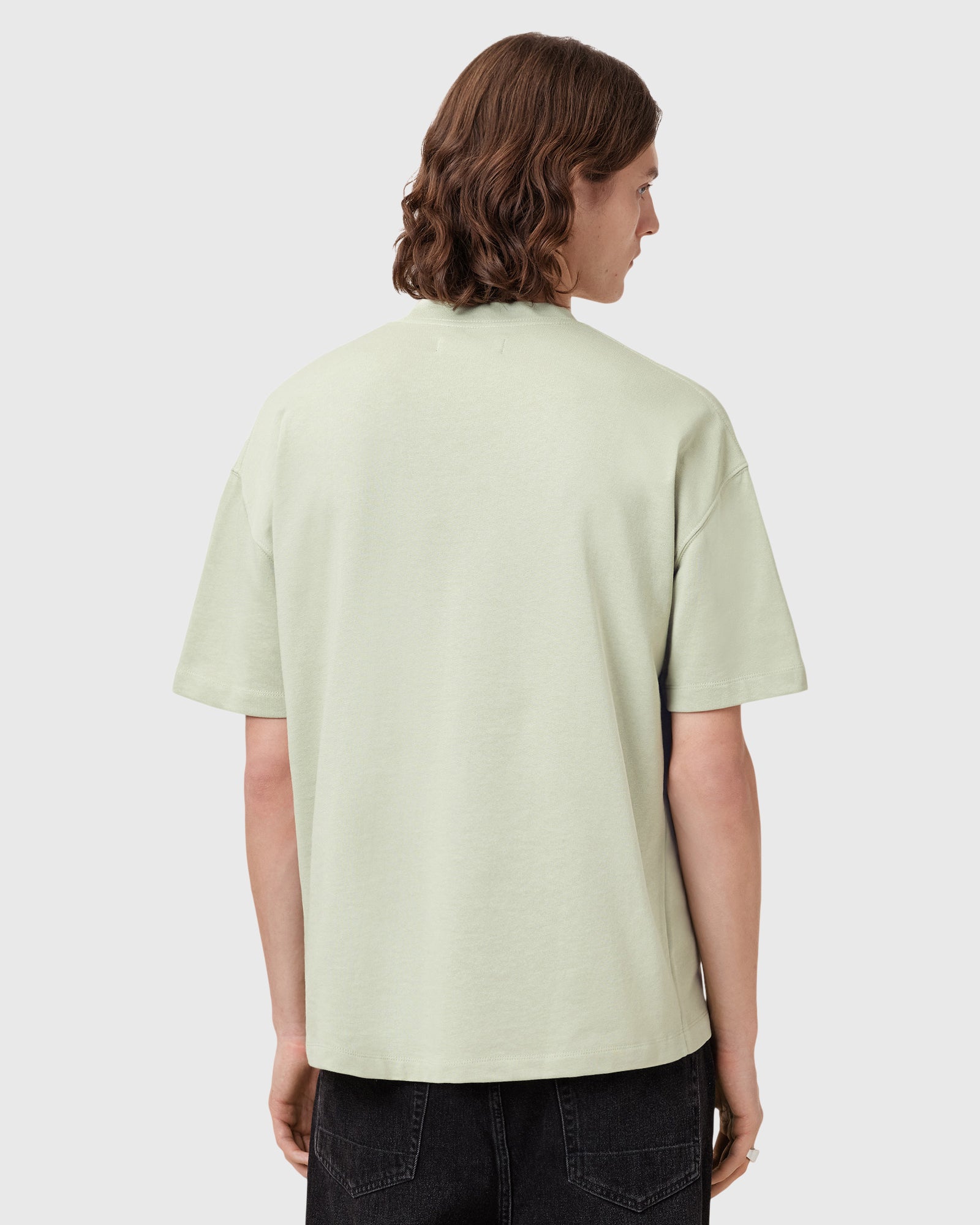 Light Gray טי שירט קצרה אוברסייז לגברים Haven ALLSAINTS