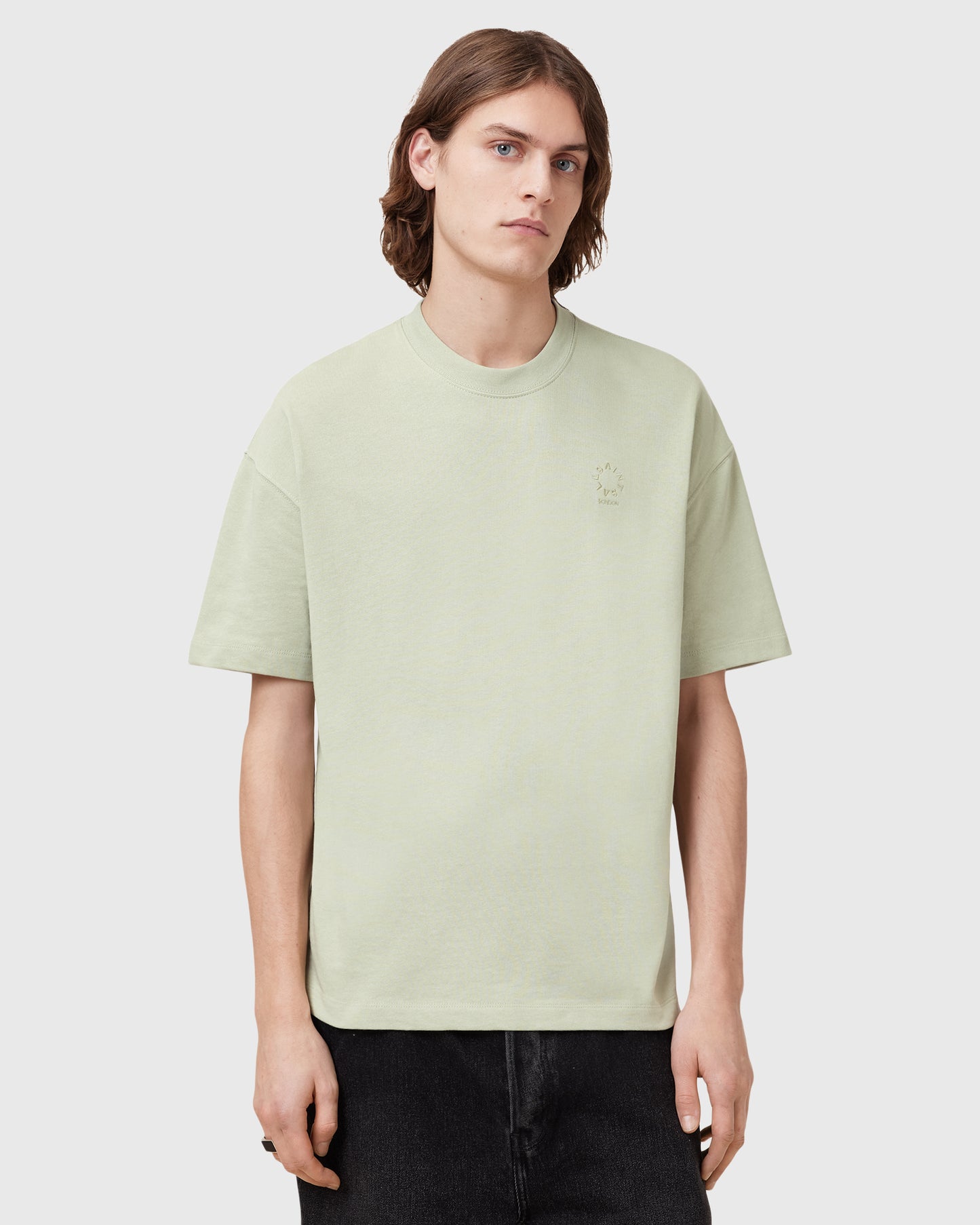 Light Gray טי שירט קצרה אוברסייז לגברים Haven ALLSAINTS