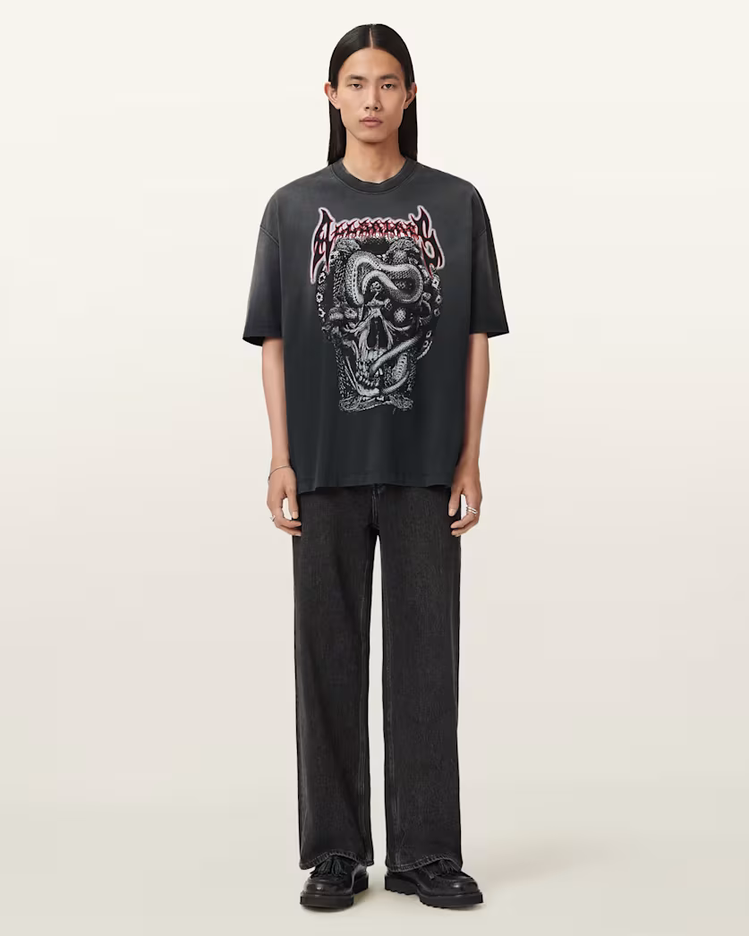 Beige טי שירט קצרה לגברים  Constrict ALLSAINTS