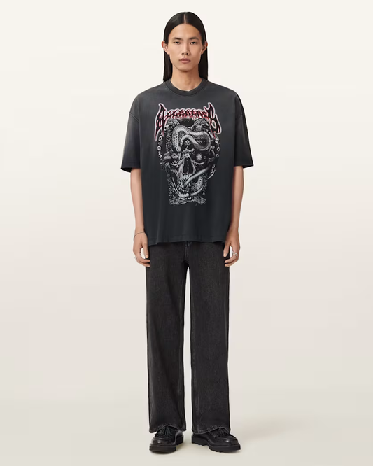 Beige טי שירט קצרה לגברים  Constrict ALLSAINTS