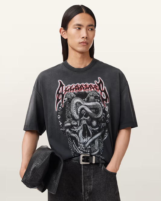 Antique White טי שירט קצרה לגברים  Constrict ALLSAINTS