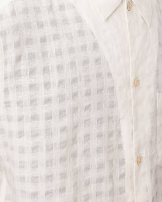 Light Gray חולצת פשתן קצרה לגברים Aubrey ALLSAINTS