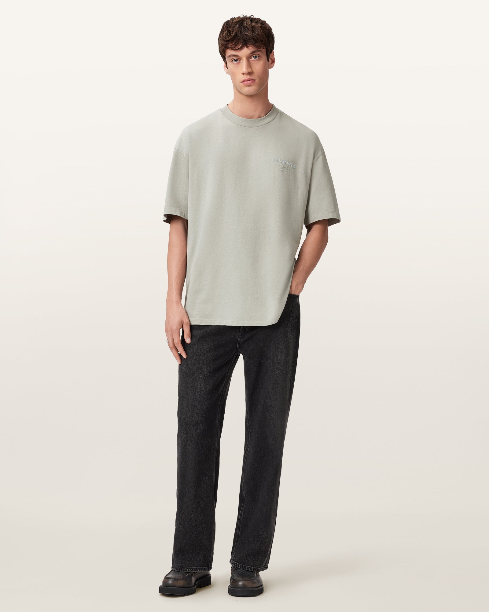 Antique White טי שירט קצרה לגברים Xander ALLSAINTS