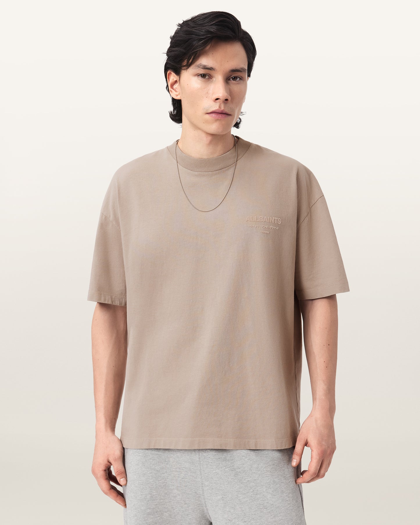 Seashell טי שירט קצרה לגברים Xander SS Crew ALLSAINTS