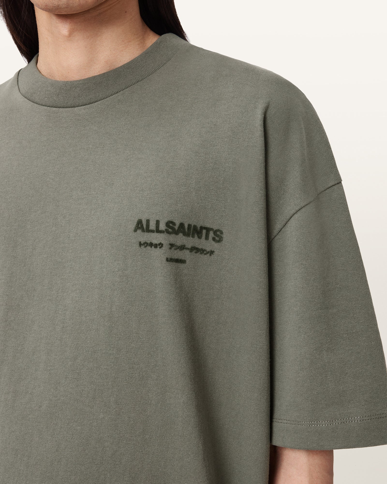 Dim Gray טי שירט קצרה לגברים Xander SS Crew ALLSAINTS