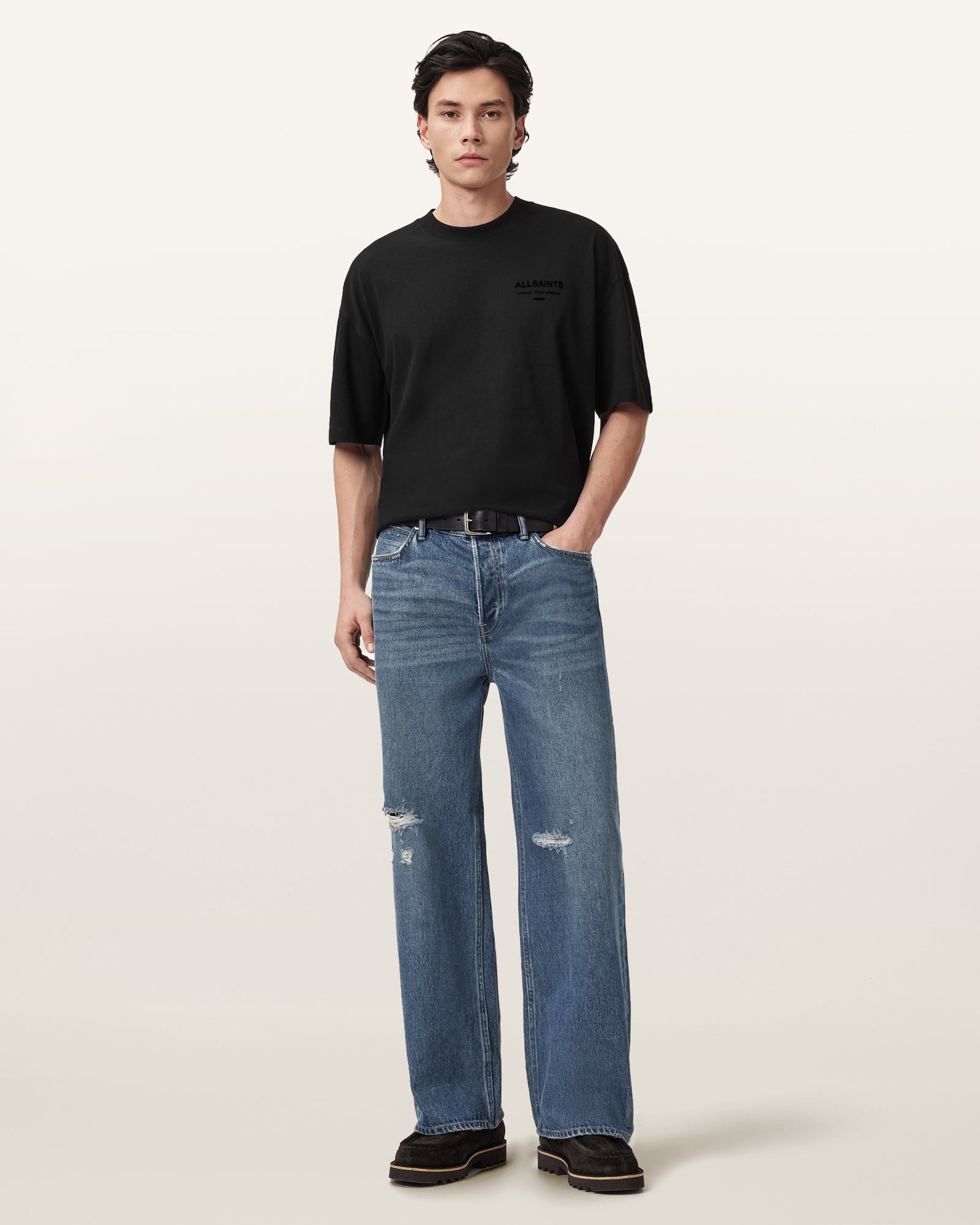 Antique White טי שירט קצרה לגברים Xander ALLSAINTS