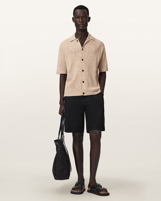 Seashell חולצה מכופתר קצרה סריג לגברים Arktx Open Stitch ALLSAINTS