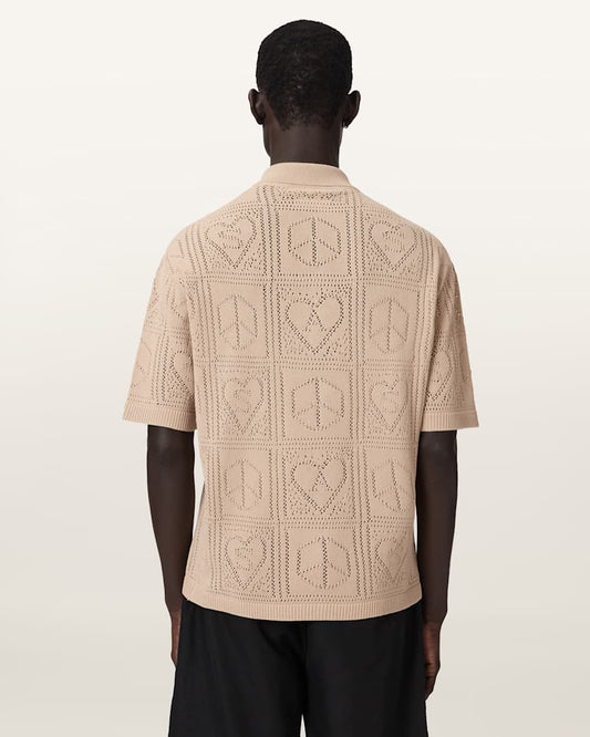 Seashell חולצה מכופתר קצרה סריג לגברים Arktx Open Stitch ALLSAINTS