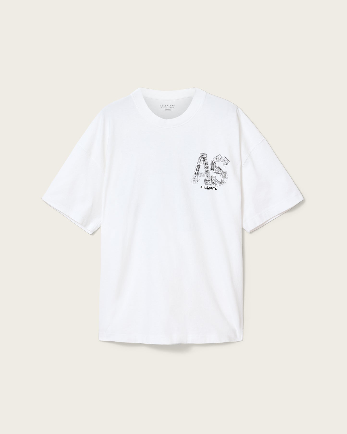 White Smoke טי שירט קצרה לגברים Mixtape ALLSAINTS