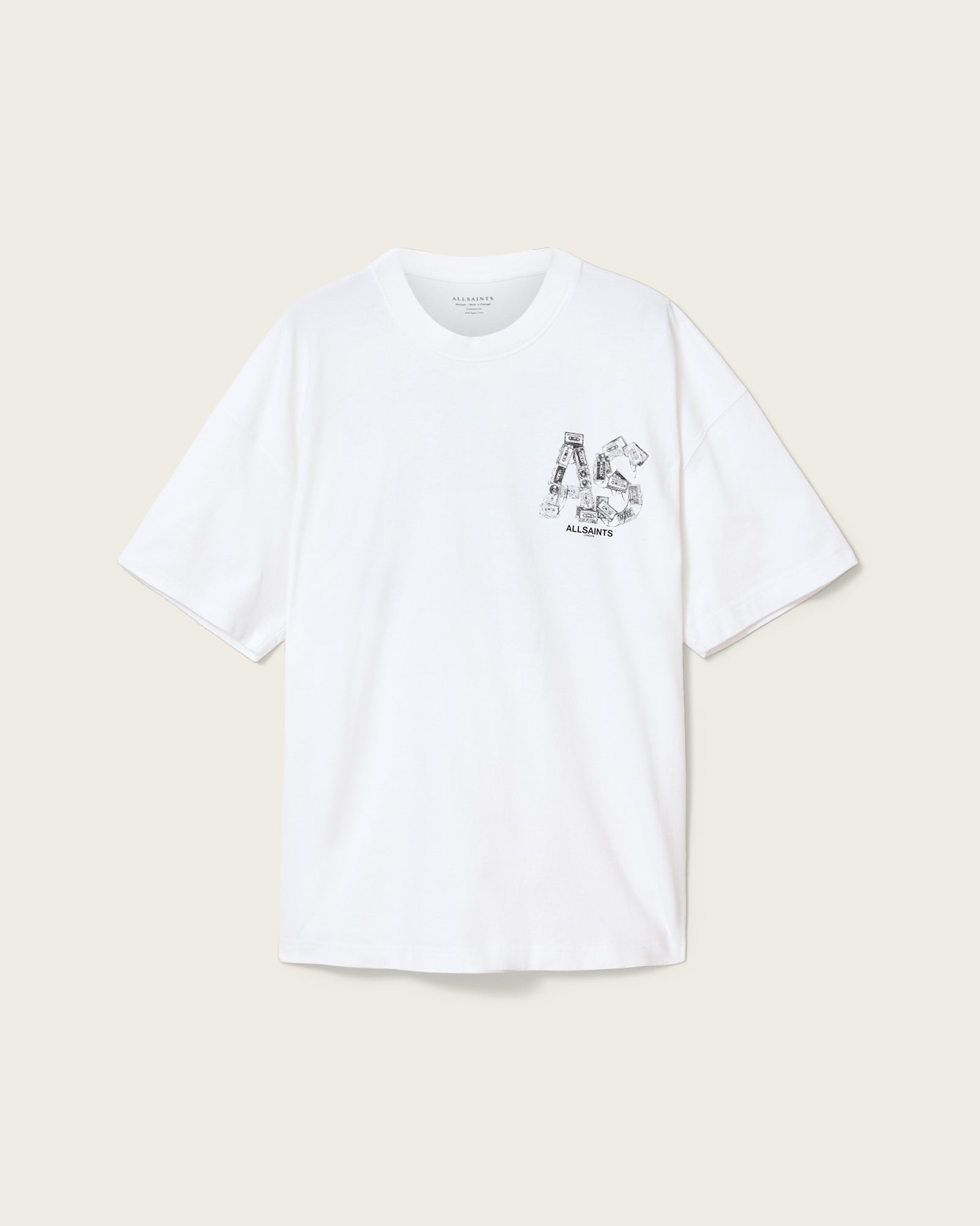 White Smoke טי שירט קצרה לגברים Mixtape ALLSAINTS