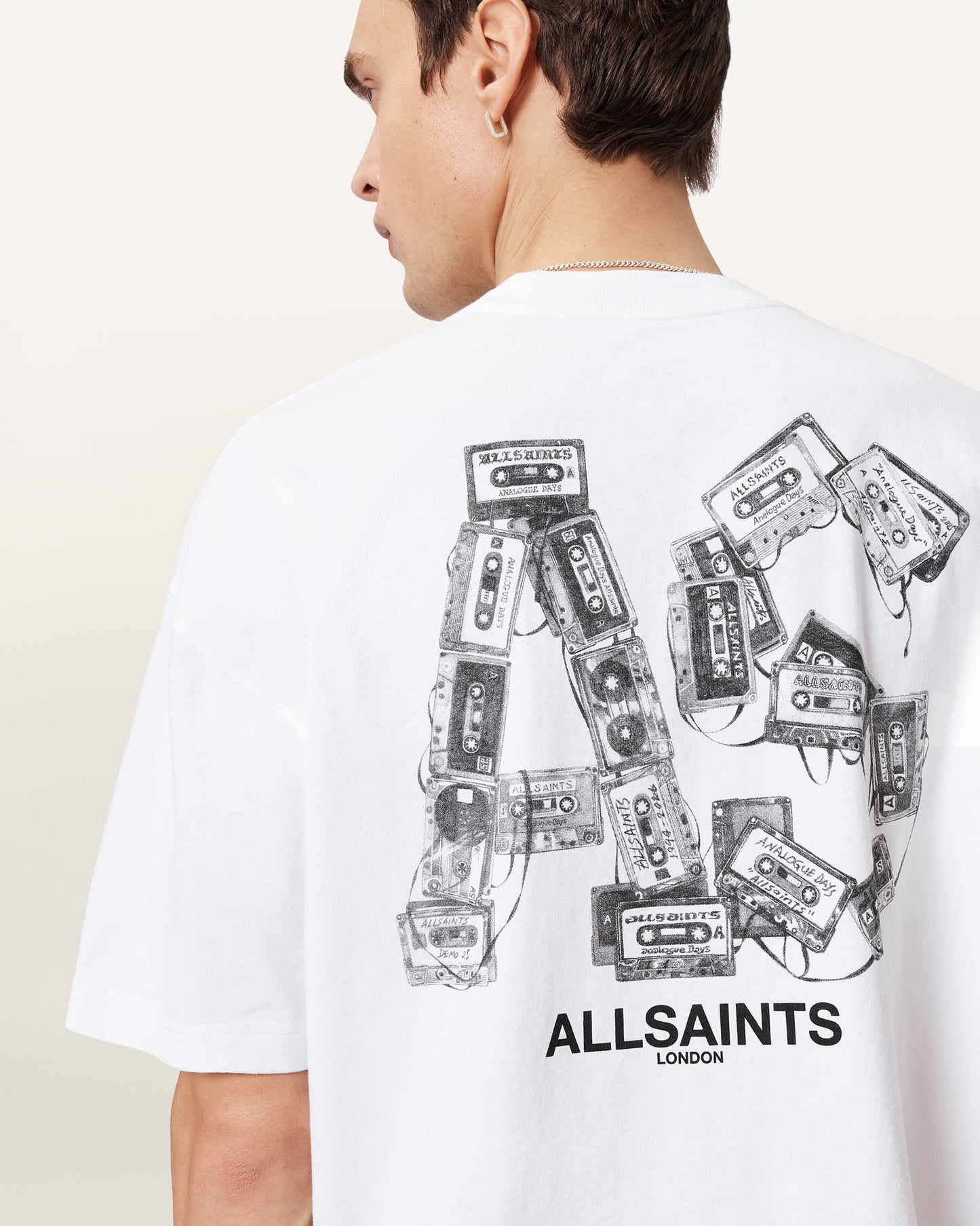 White Smoke טי שירט קצרה לגברים Mixtape ALLSAINTS