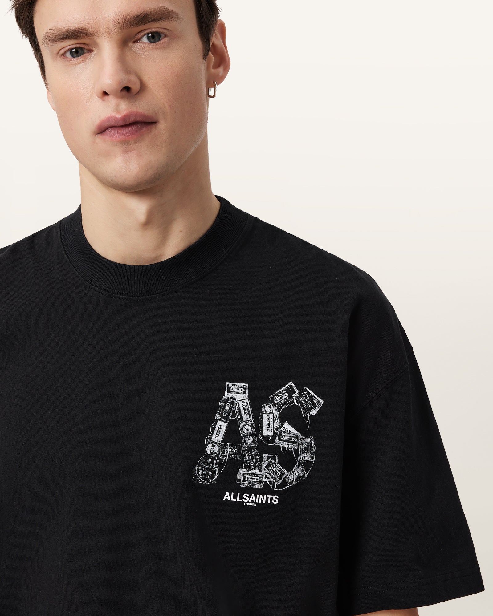 Black טי שירט קצרה לגברים Mixtape ALLSAINTS