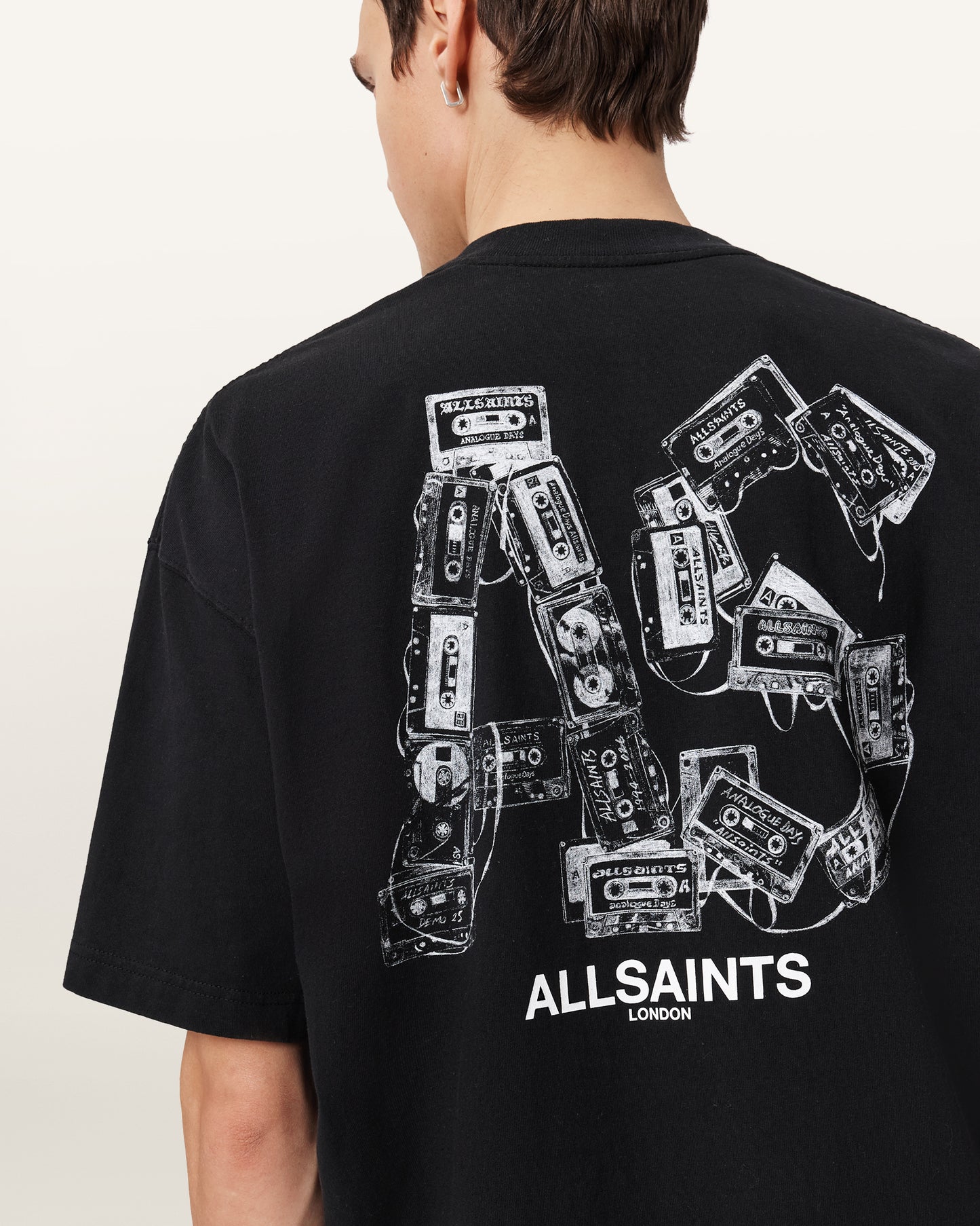 Black טי שירט קצרה לגברים Mixtape ALLSAINTS