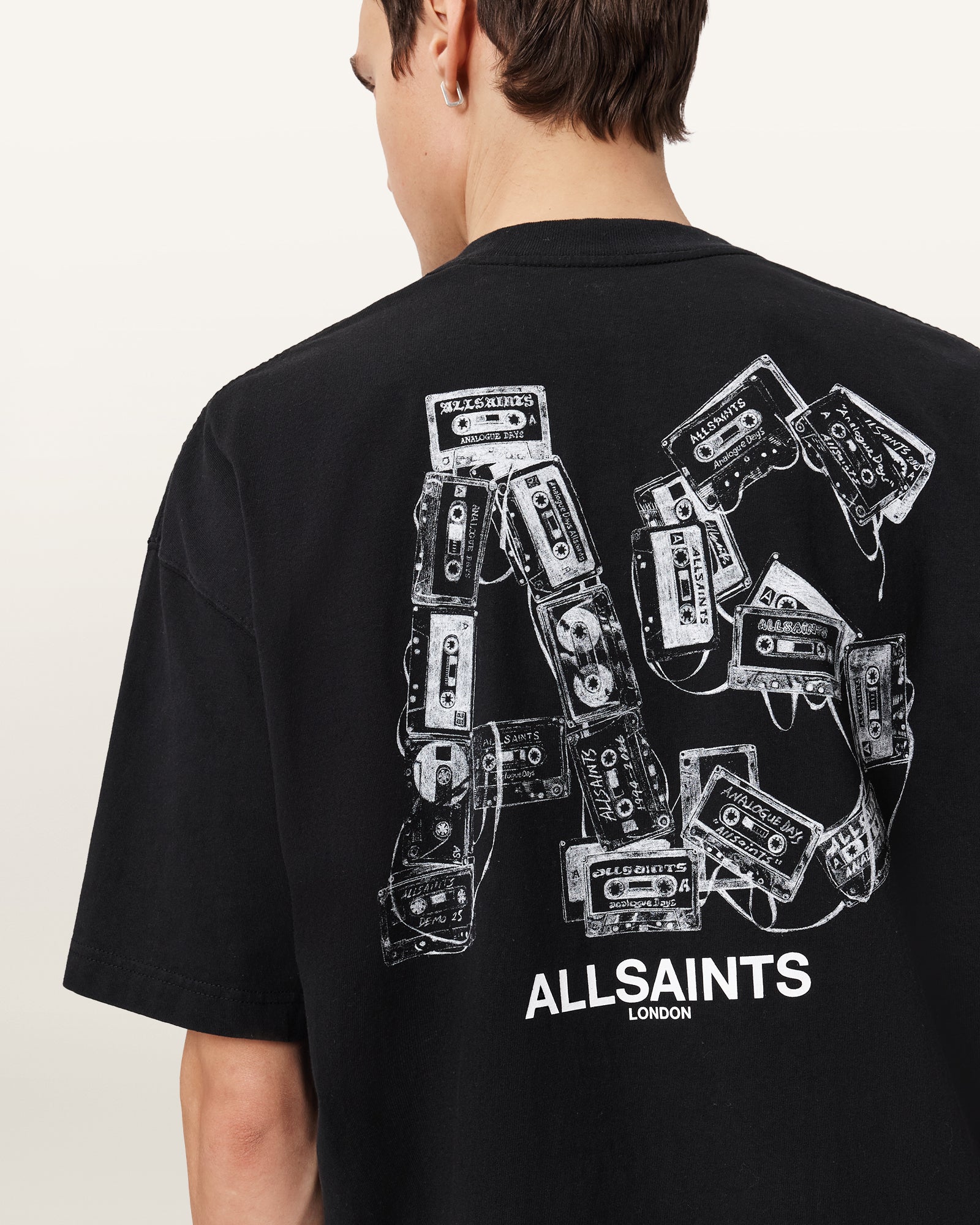 Black טי שירט קצרה לגברים Mixtape ALLSAINTS
