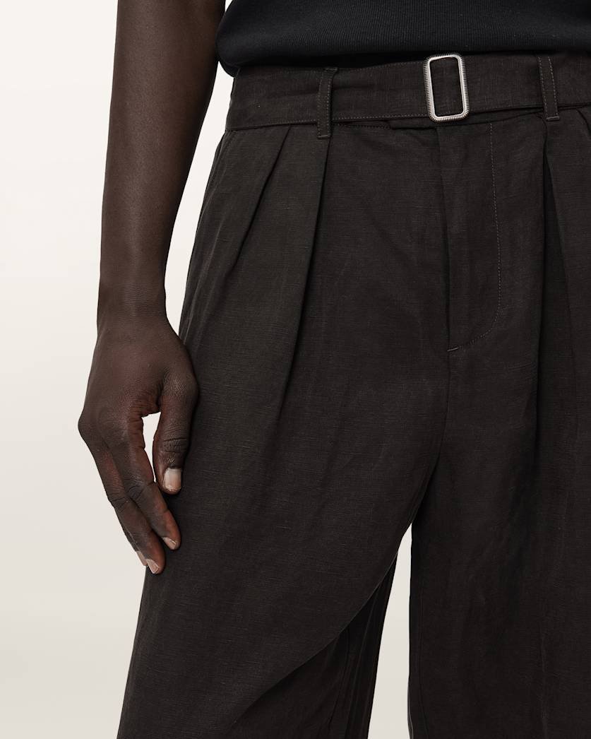 Black מכנסי פשתן לגברים Marko ALLSAINTS