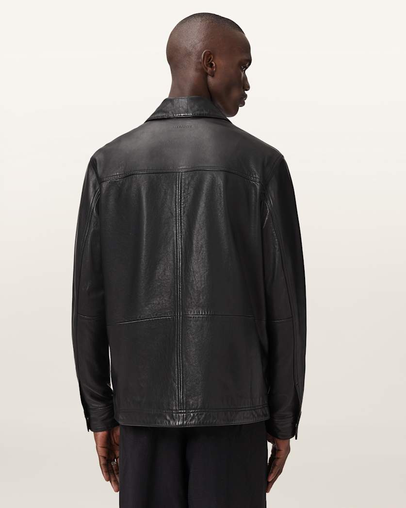 Dark Slate Gray ג'קט עור לגברים Biker Jacket ALLSAINTS
