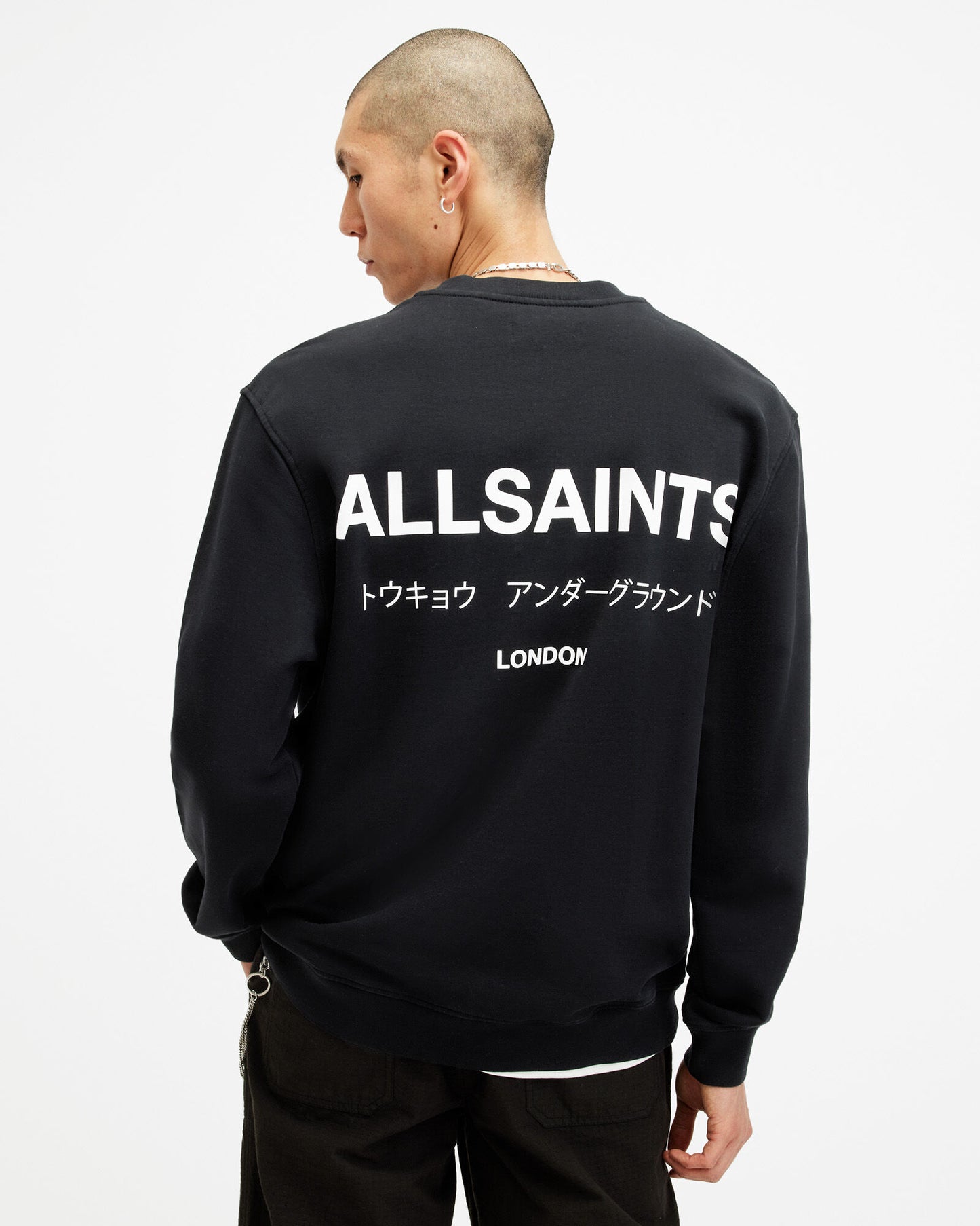 Black סווטשירט מפתח עגול לגברים Underground ALLSAINTS