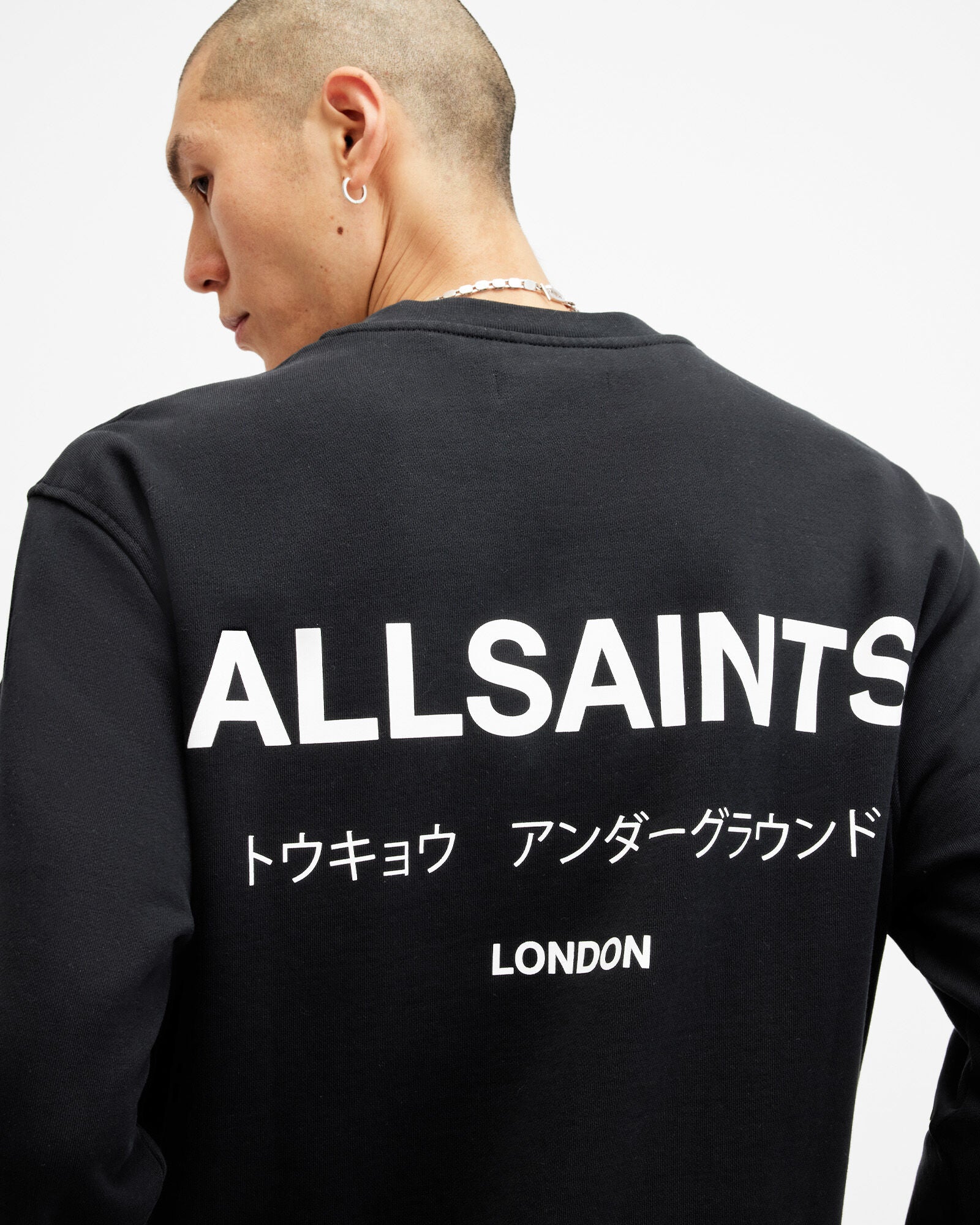 Black סווטשירט מפתח עגול לגברים Underground ALLSAINTS