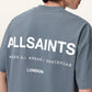 Light Slate Gray טי שירט קצרה אוברסייז לגברים Backstage ALLSAINTS
