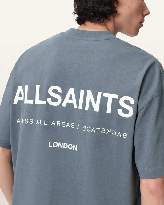 Light Slate Gray טי שירט קצרה אוברסייז לגברים Backstage ALLSAINTS