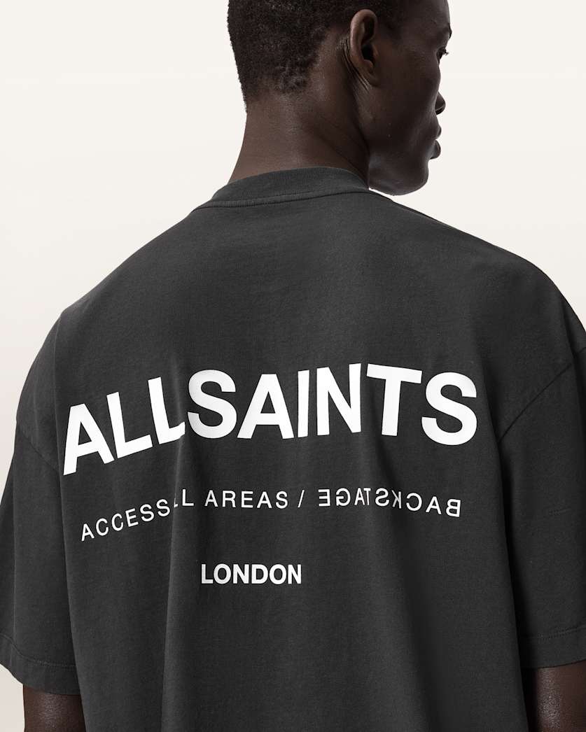 Dark Slate Gray טי שירט קצרה אוברסייז לגברים Backstage ALLSAINTS