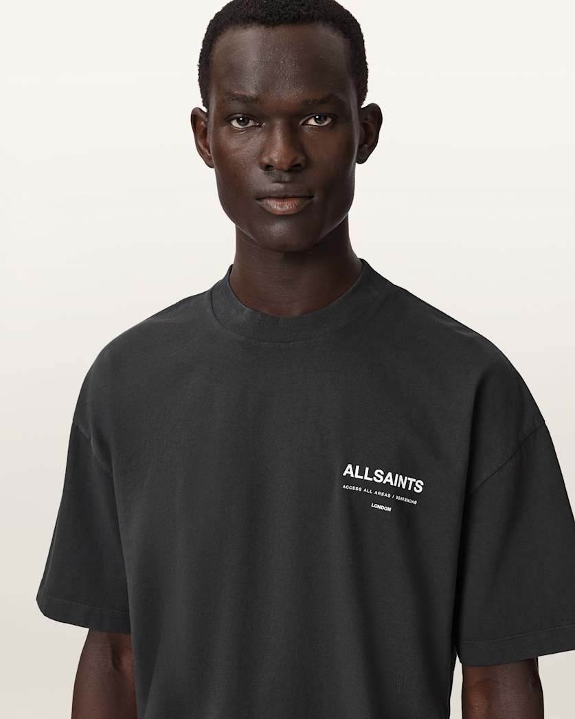 Dark Slate Gray טי שירט קצרה אוברסייז לגברים Backstage ALLSAINTS