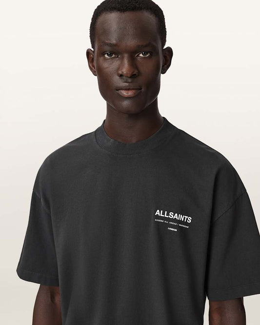 Dark Slate Gray טי שירט קצרה אוברסייז לגברים Backstage ALLSAINTS