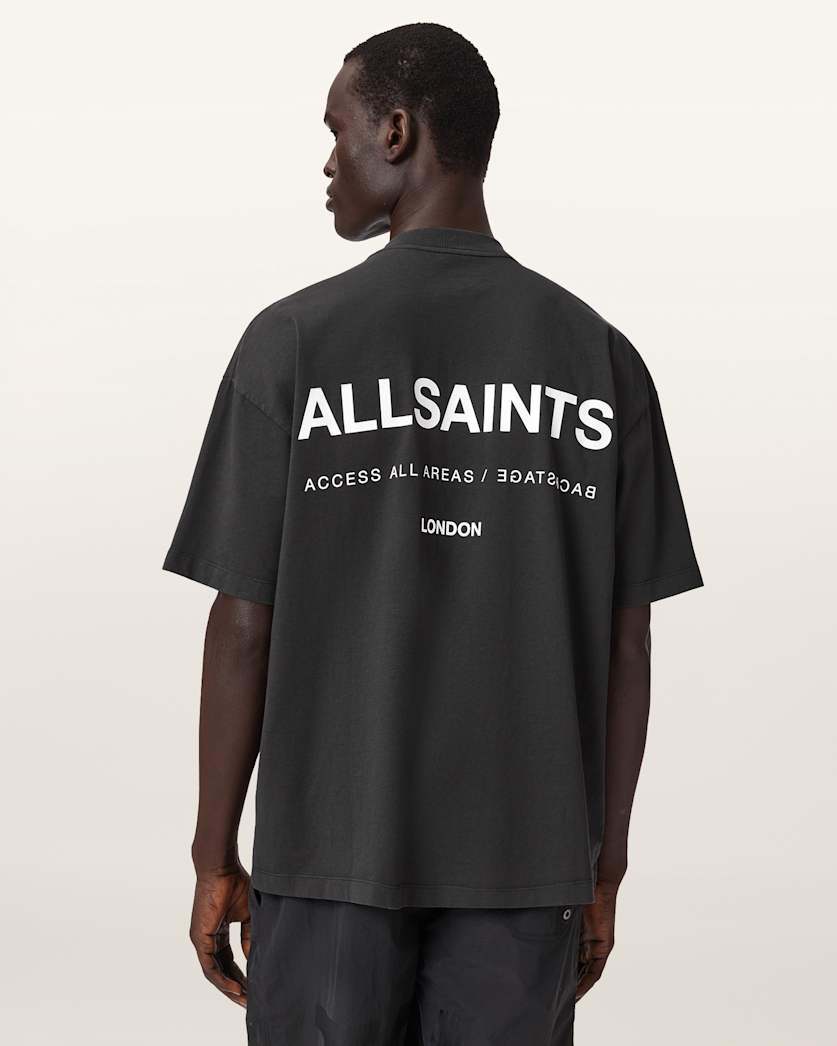 Dark Slate Gray טי שירט קצרה אוברסייז לגברים Backstage ALLSAINTS