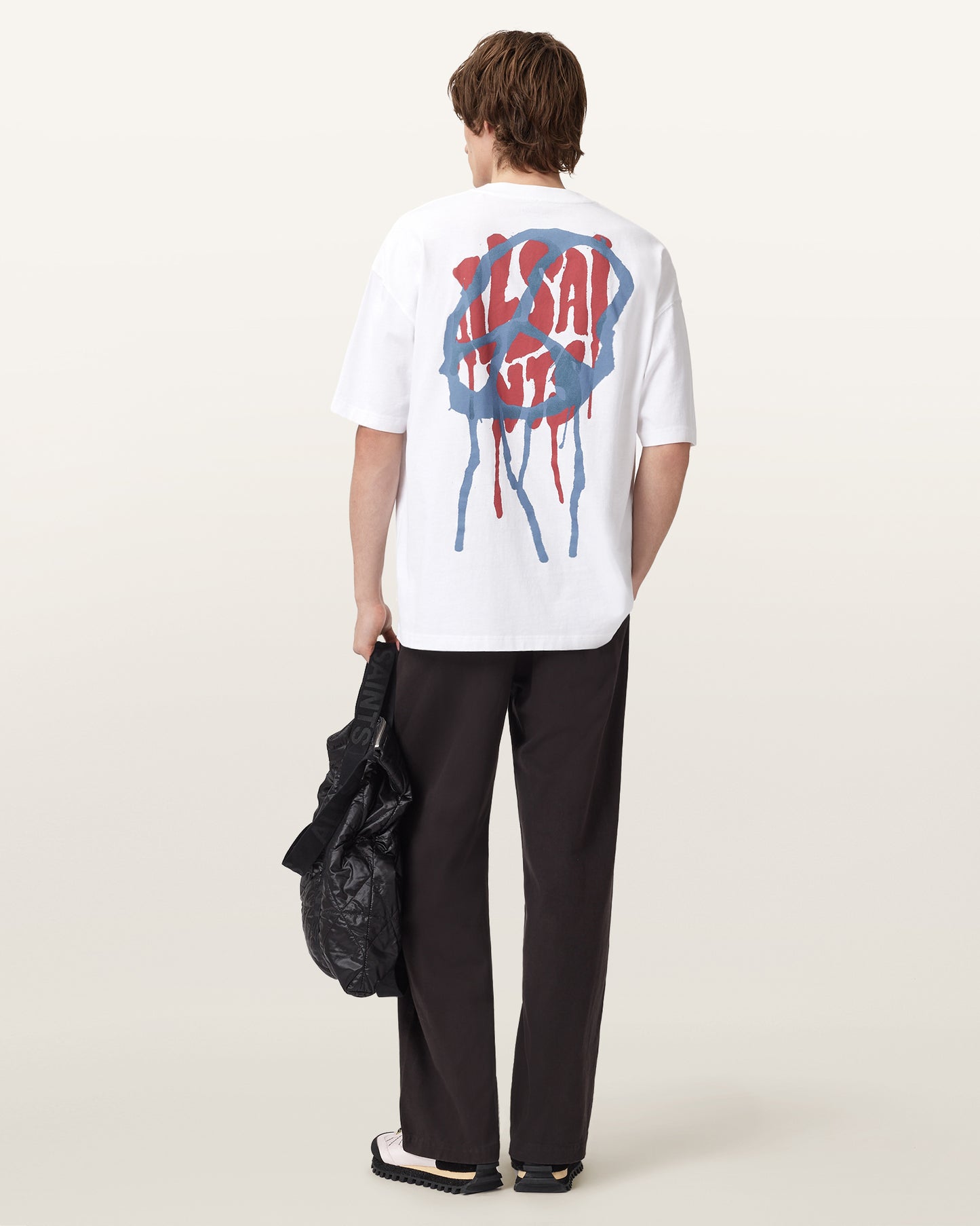 Beige טי שירט קצרה לגברים Runner ALLSAINTS