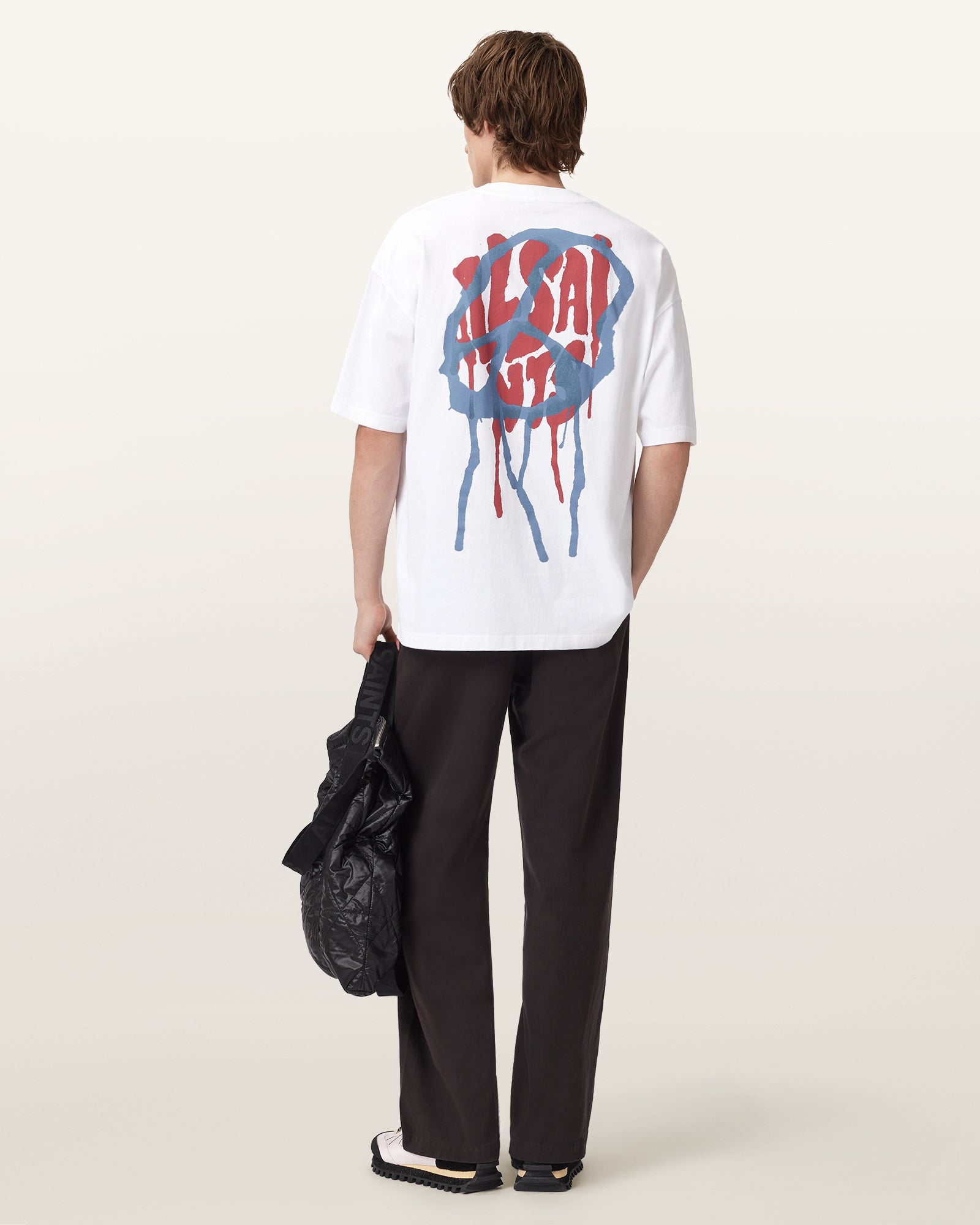 Beige טי שירט קצרה לגברים Runner ALLSAINTS