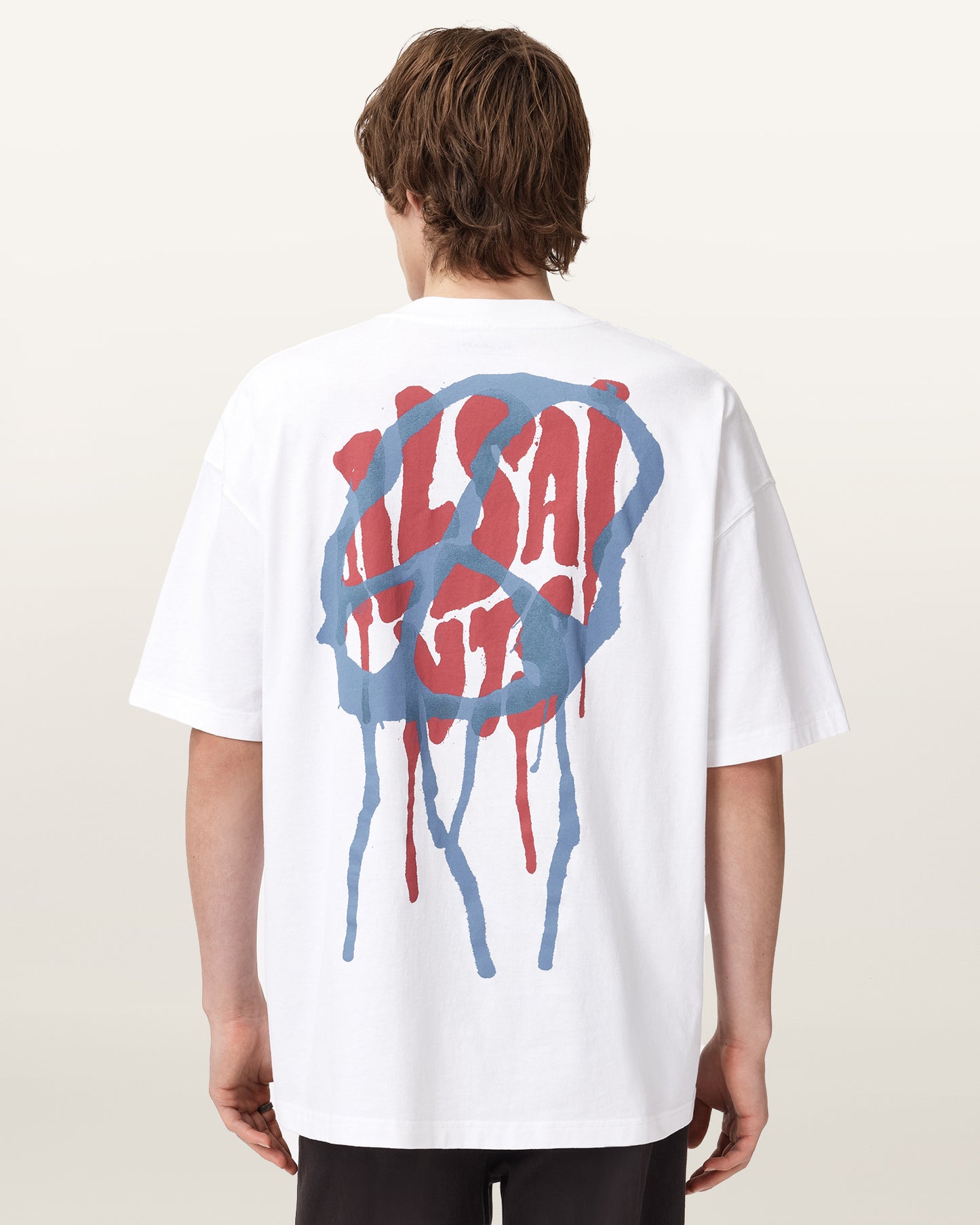 Beige טי שירט קצרה לגברים Runner ALLSAINTS