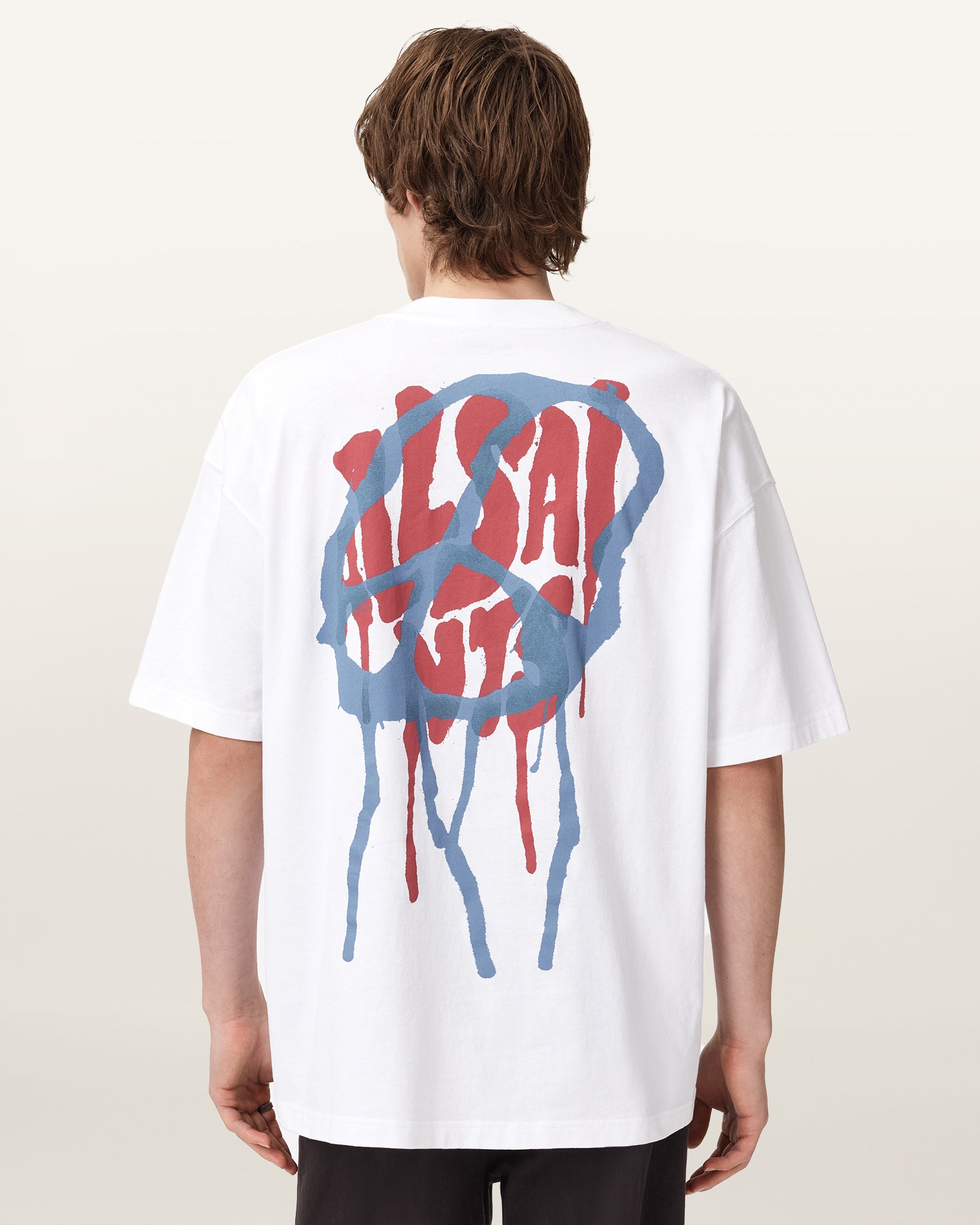 Beige טי שירט קצרה לגברים Runner ALLSAINTS