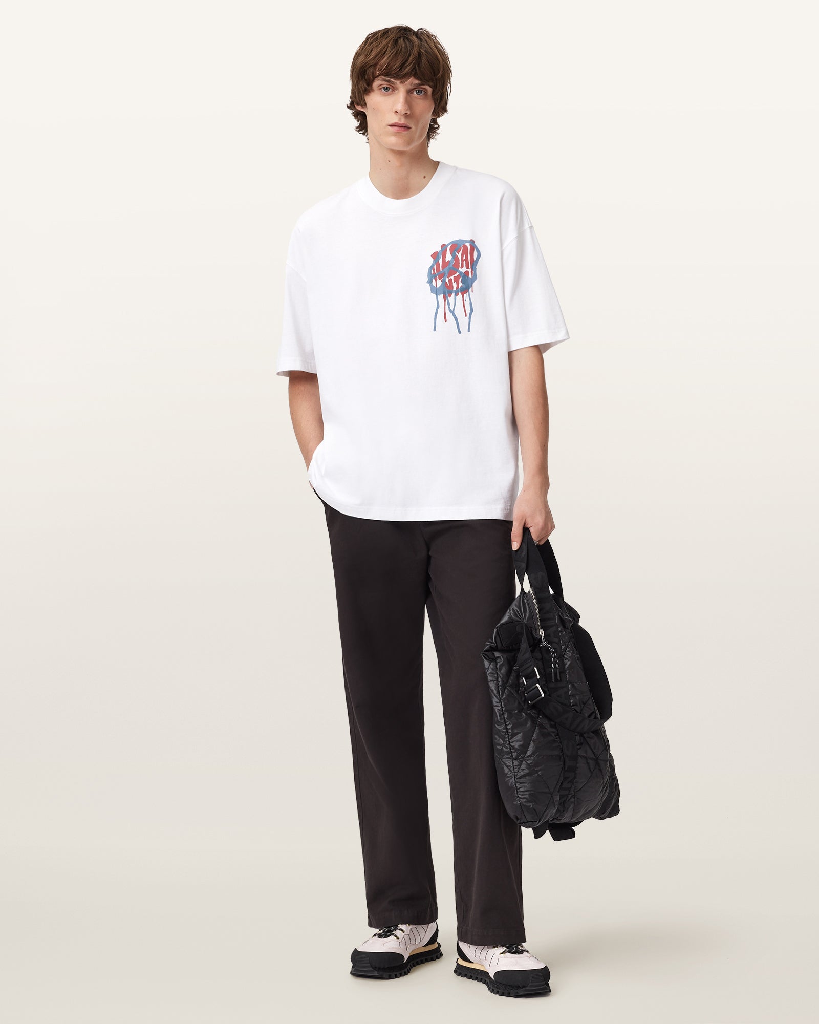 Beige טי שירט קצרה לגברים Runner ALLSAINTS