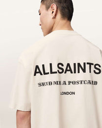 Antique White טי שירט גרפית אוברסייז לגברים Dreamer ALLSAINTS