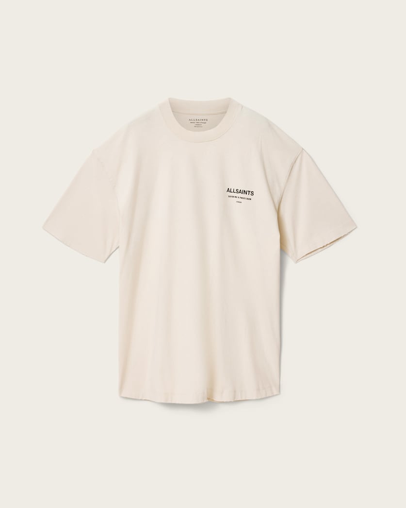 Antique White טי שירט גרפית אוברסייז לגברים Dreamer ALLSAINTS