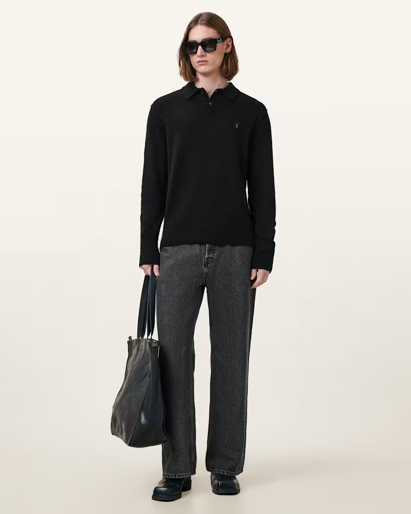 Black סריג פולו לגברים Statten ALLSAINTS