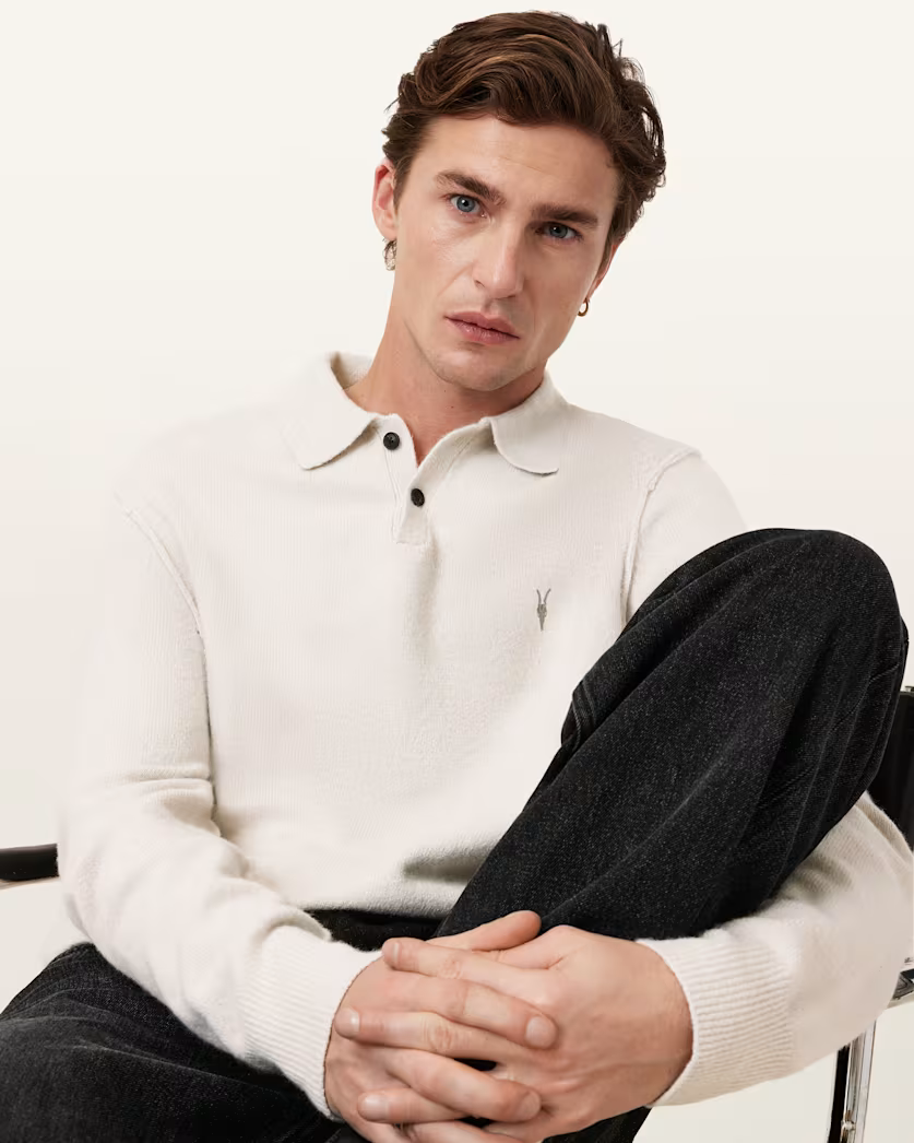 Black סריג פולו לגברים Statten ALLSAINTS