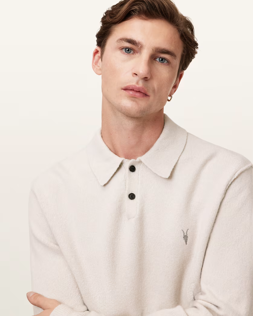 Antique White סריג פולו לגברים Statten ALLSAINTS