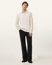 Beige סריג פולו לגברים Statten ALLSAINTS