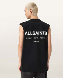 Black גופיה לגברים Underground Sl Crew ALLSAINTS