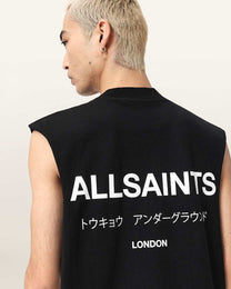 Black גופיה לגברים Underground Sl Crew ALLSAINTS