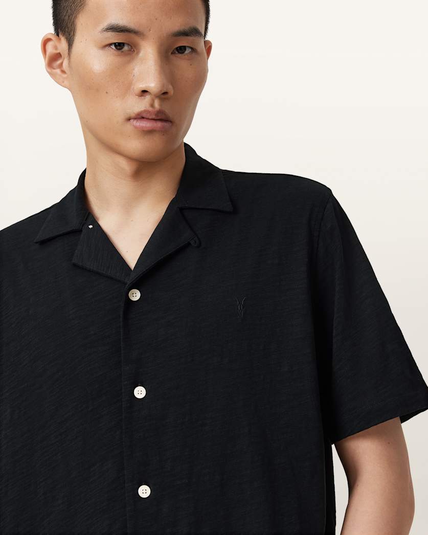 Black חולצה מכופתרת קצרה לגברים Relaxed Shirt ALLSAINTS