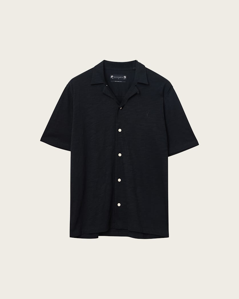 Black חולצה מכופתרת קצרה לגברים Relaxed Shirt ALLSAINTS