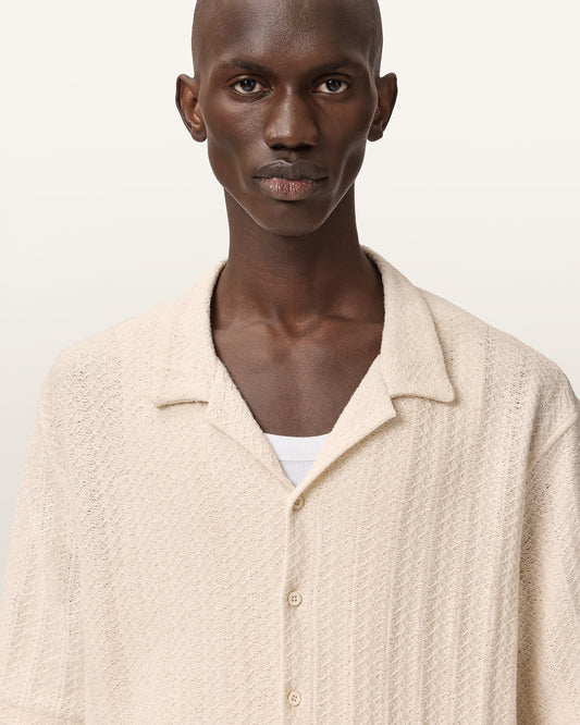 Light Gray חולצה מכופתרת קצרה לגברים Trace ALLSAINTS