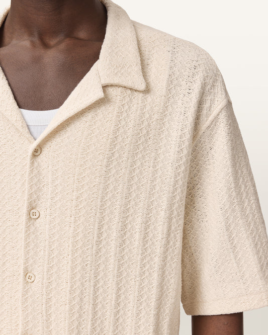 Light Gray חולצה מכופתרת קצרה לגברים Trace ALLSAINTS